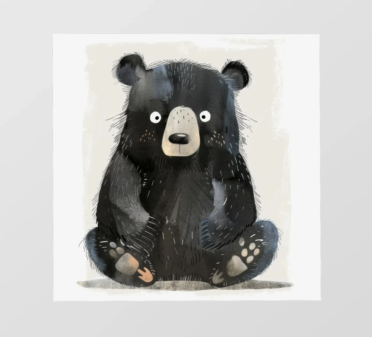 Illustrazione di un cucciolo di orso nero seduto pellicola backlit da DesignDoodle