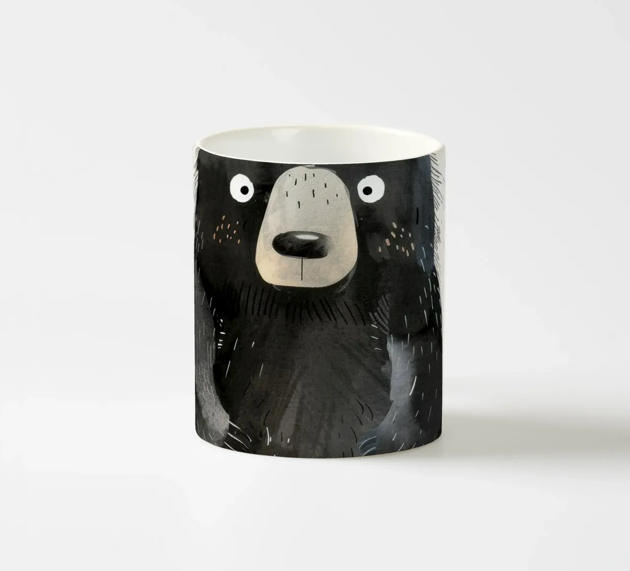Illustration of a Black Bear Cub sitting ceramic mug by DesignDoodle