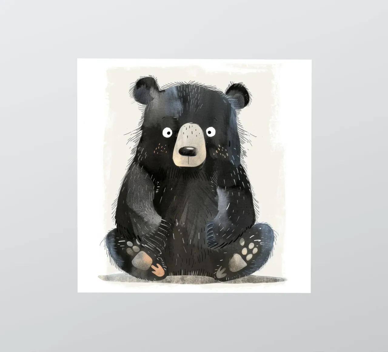 Illustrazione di un cucciolo di orso nero seduto adesivo da DesignDoodle