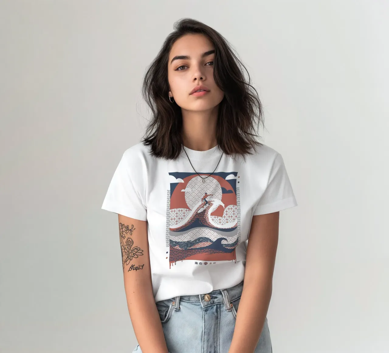 Surfer In The Waves Minimalist Beach View T-Shirt von Tobe Fonseca