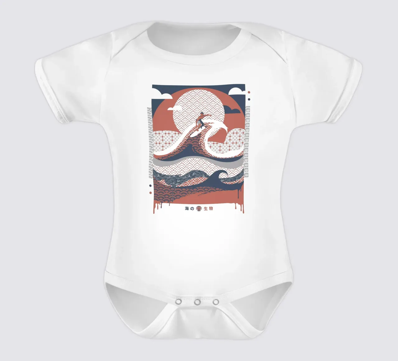 Surfer dans les vagues Vue minimale de la plage body bébé de Tobe Fonseca