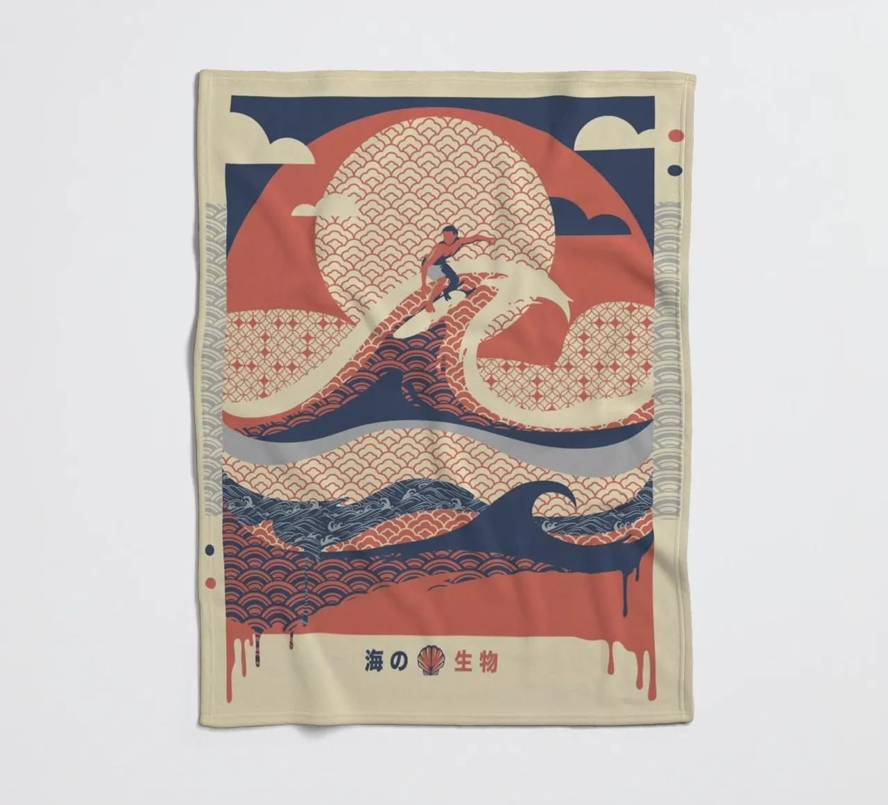 Surfer In The Waves Minimalist Beach View Fleecedecke von Tobe Fonseca