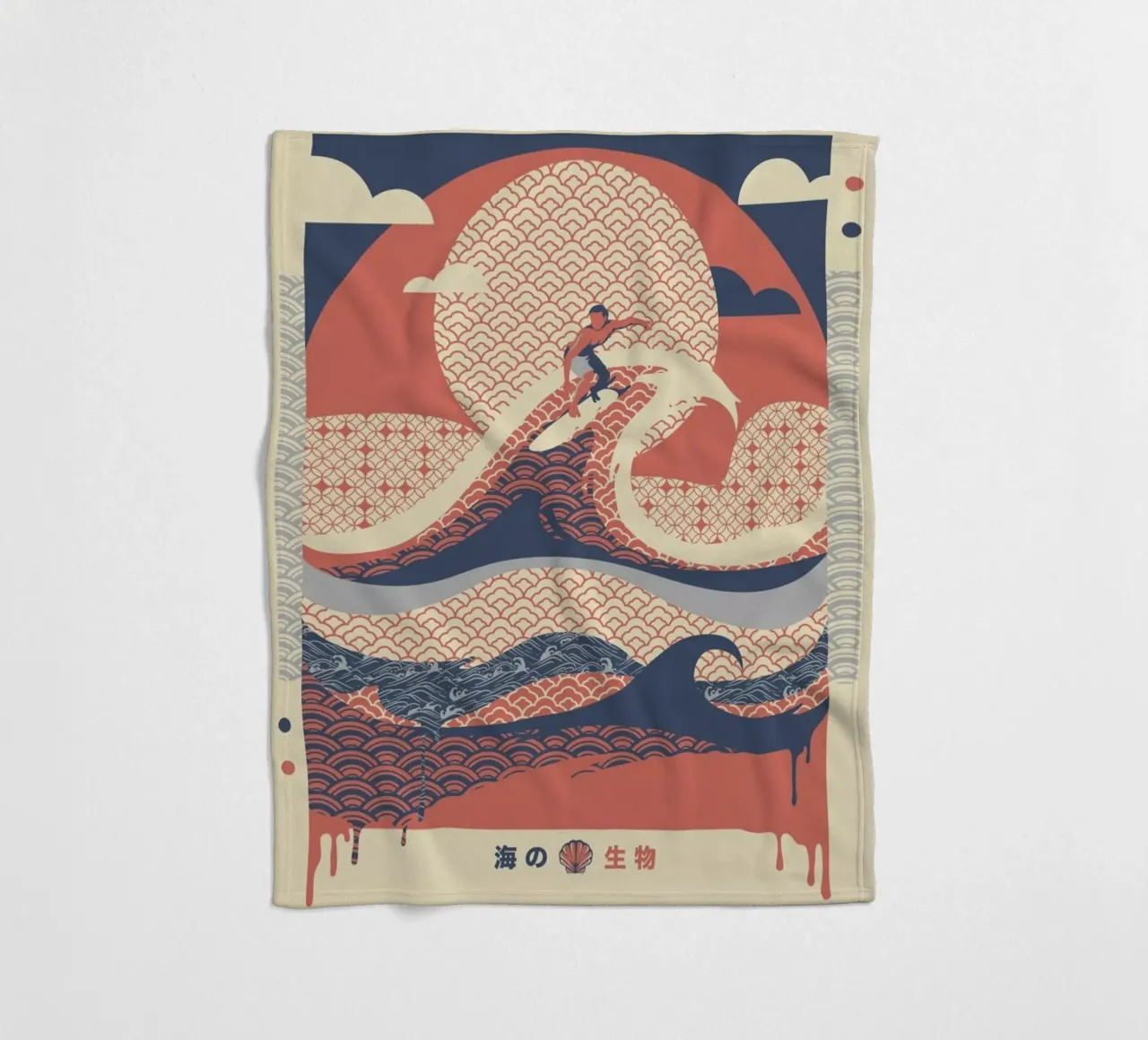 Surfer In The Waves Minimalist Beach View Fleecedecke von Tobe Fonseca