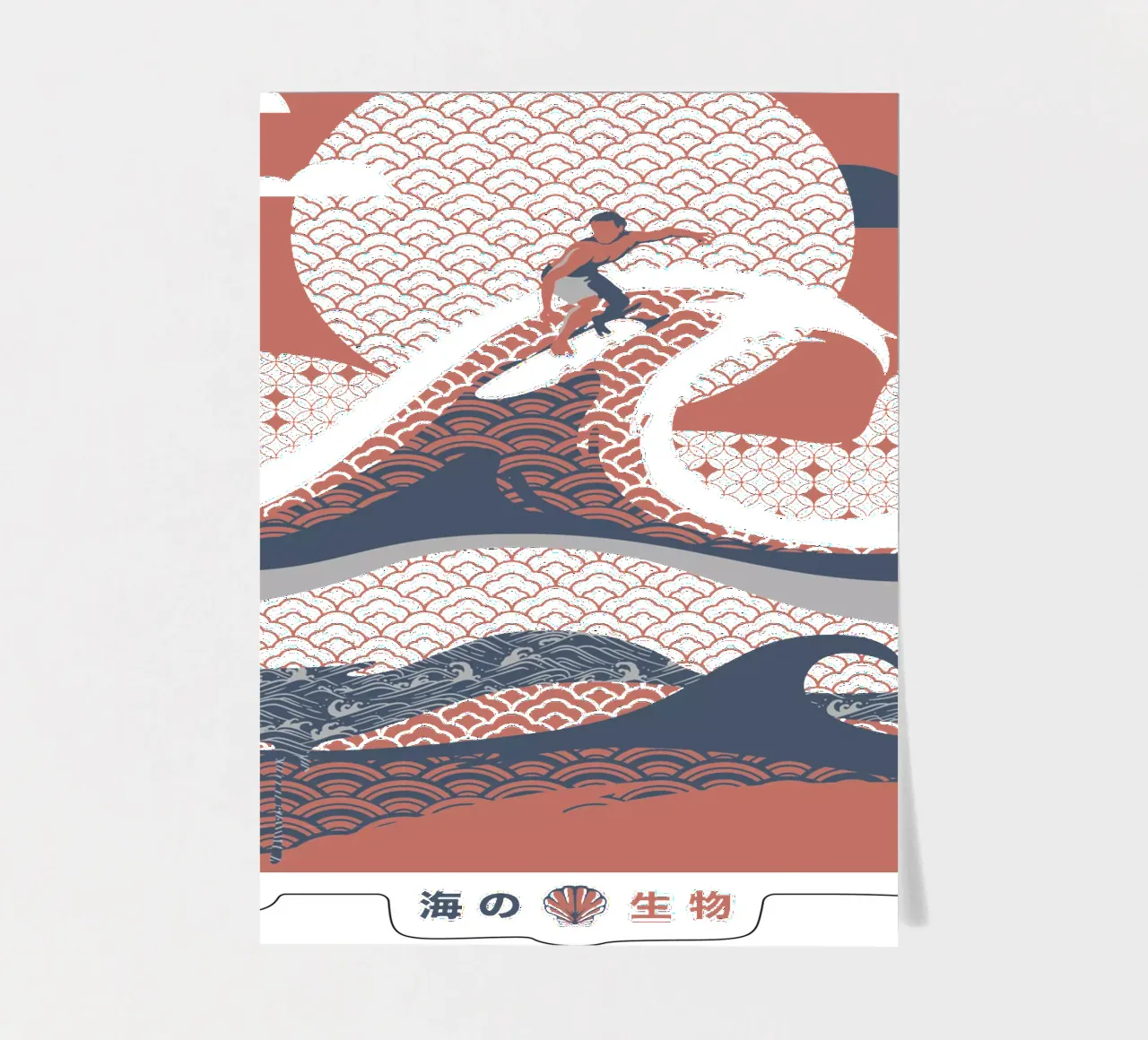 Surfer In The Waves Minimalist Beach View Stickerbogen von Tobe Fonseca