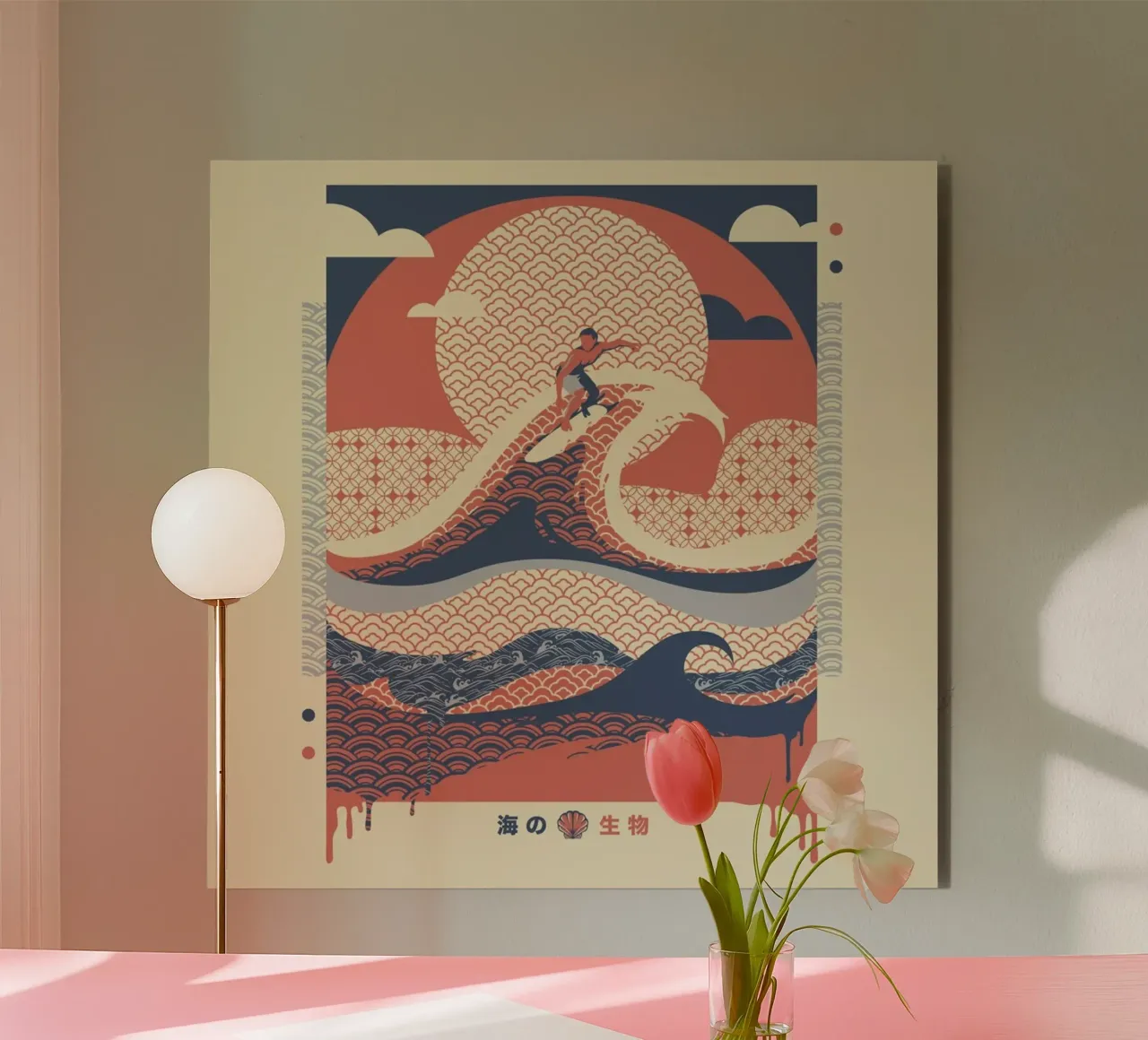 Surfer In The Waves Minimalist Beach View Alu-Dibond von Tobe Fonseca