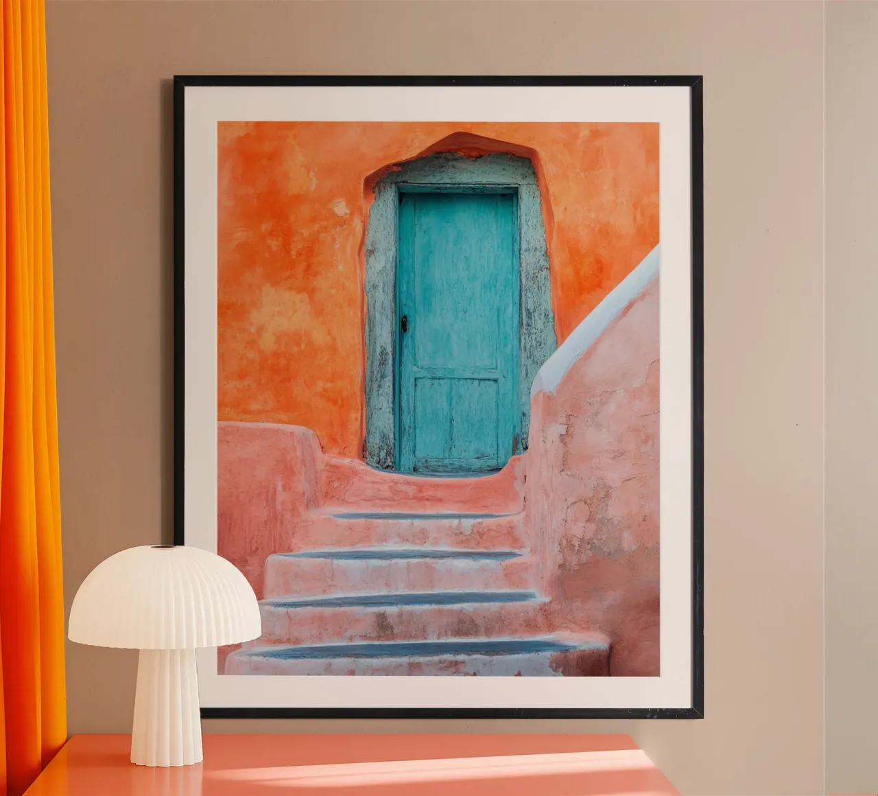 Vibrazioni di Santorini poster con telaio in legno da PhotoVibe Decor
