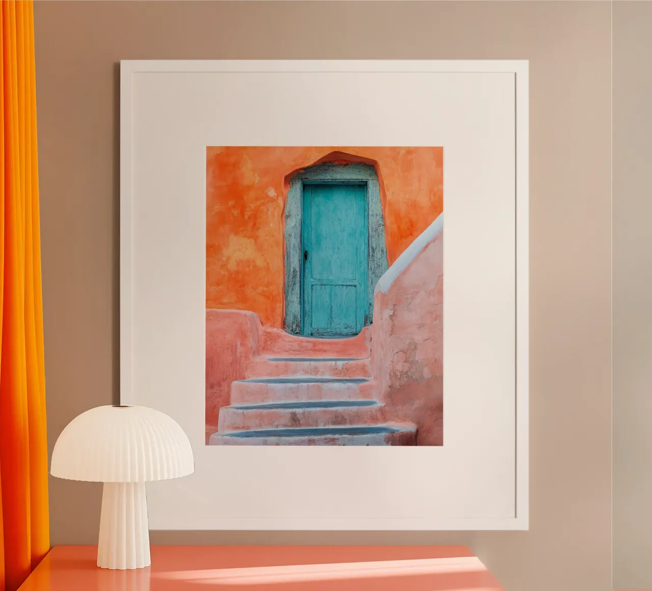 Vibrazioni di Santorini poster con telaio in legno da PhotoVibe Decor