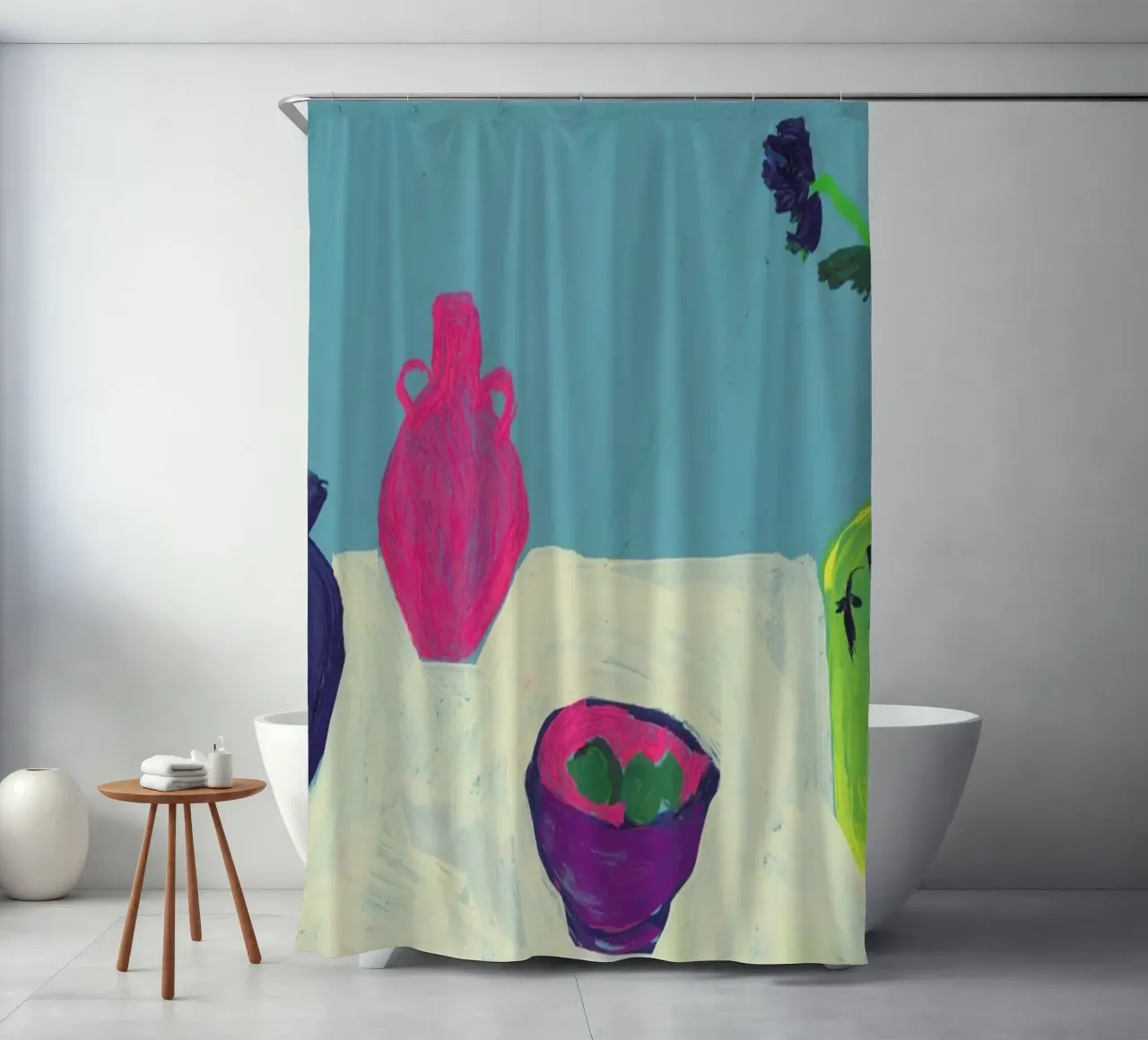 Still Life On Cream Table shower curtain by Sonia Brittain