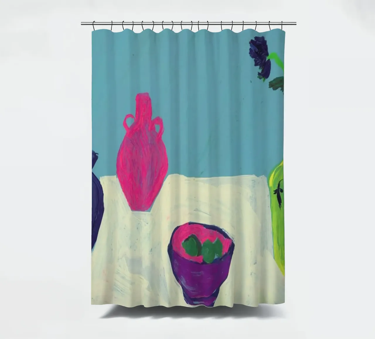 Still Life On Cream Table shower curtain by Sonia Brittain