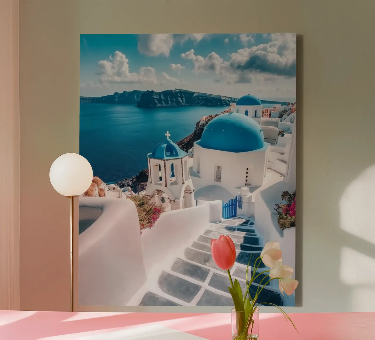 Vibrazioni di Santorini tela con Cornice a cassetta da PhotoVibe Decor
