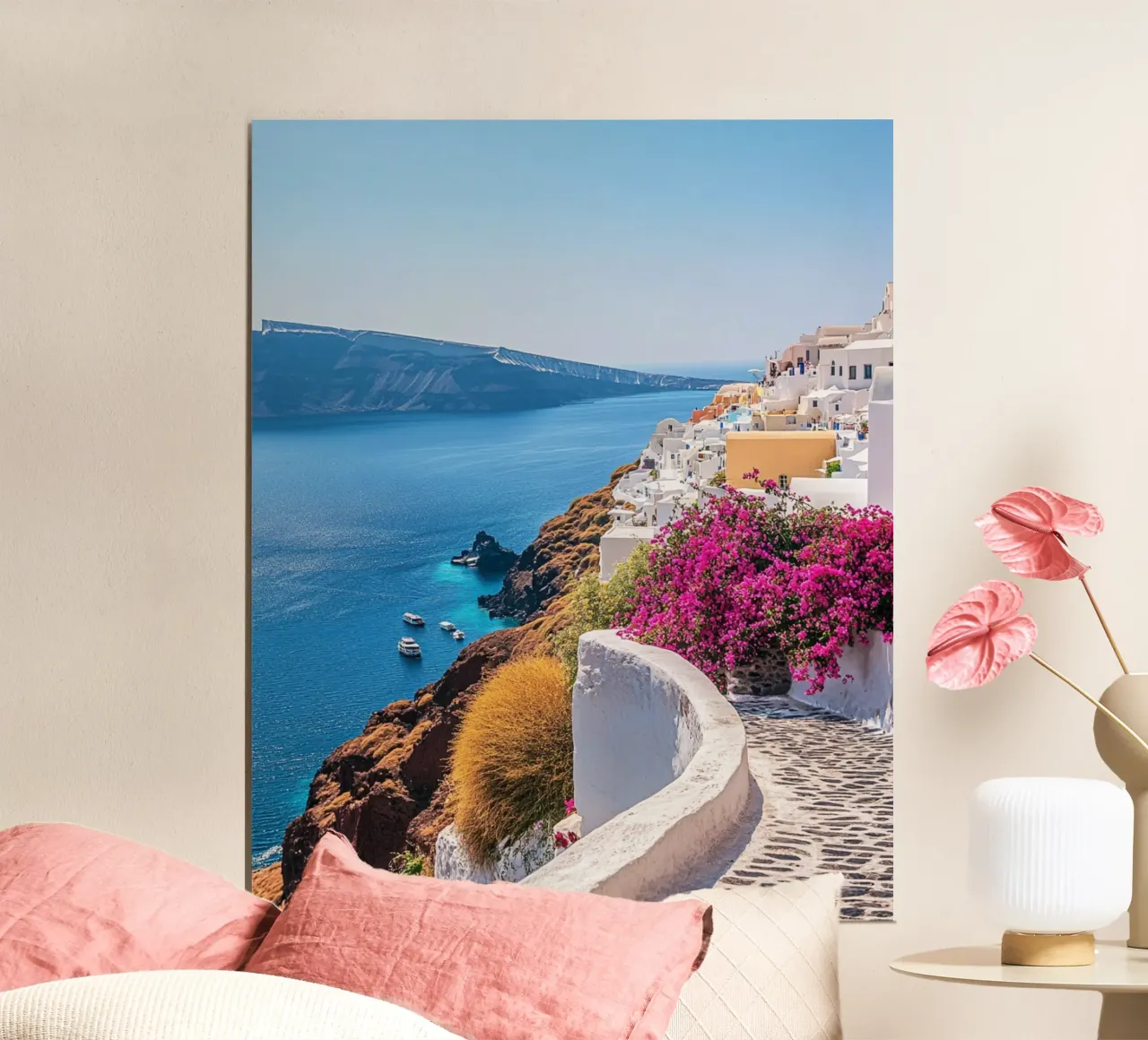 Vibrazioni di Santorini poster con telaio in legno da PhotoVibe Decor