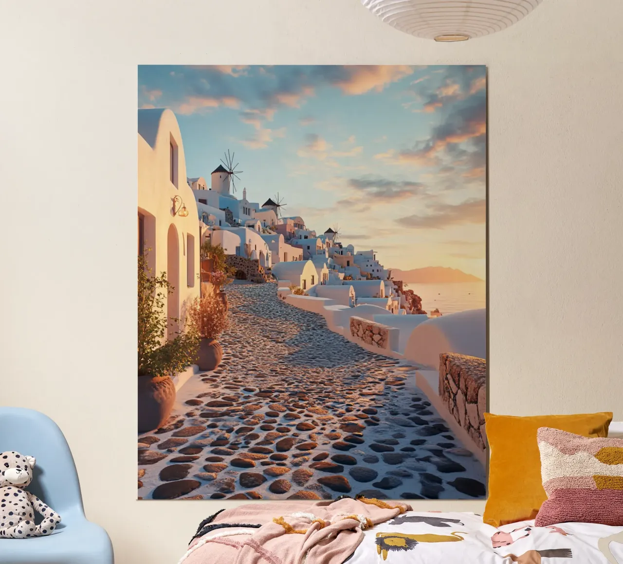Santorini-Vibes Poster von PhotoVibe Decor