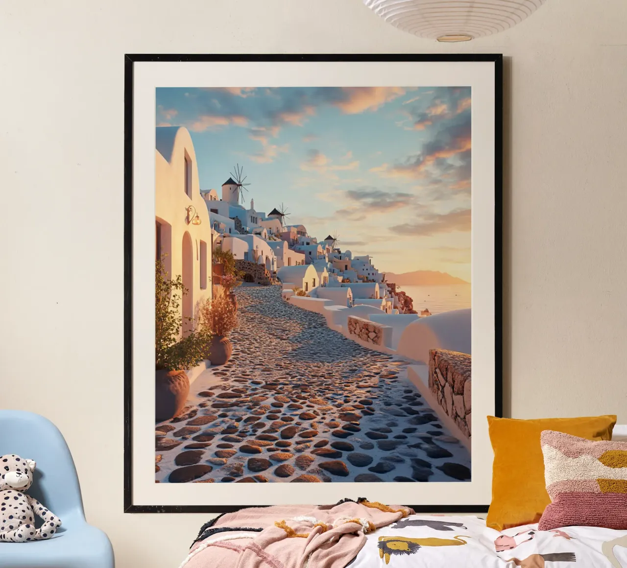 Santorini-Vibes Poster von PhotoVibe Decor
