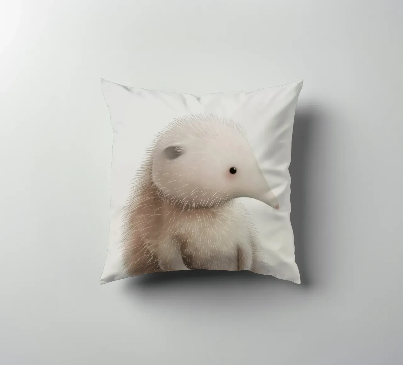 Illustration of a Furry hedgehog with a Proboscis decorative cushion by DesignDoodle