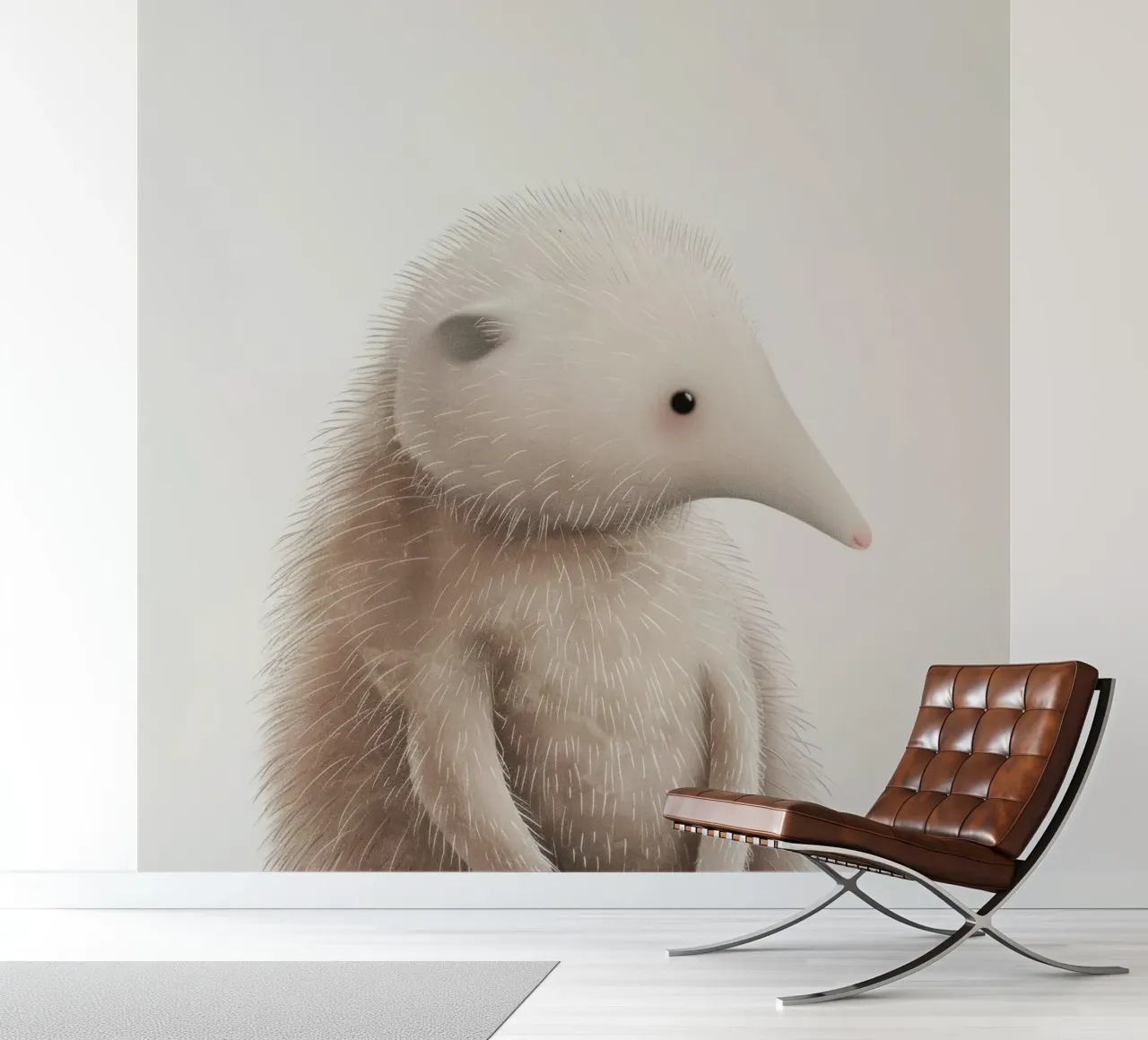 Ilustración de un erizo peludo con probóscide papel para pared de DesignDoodle