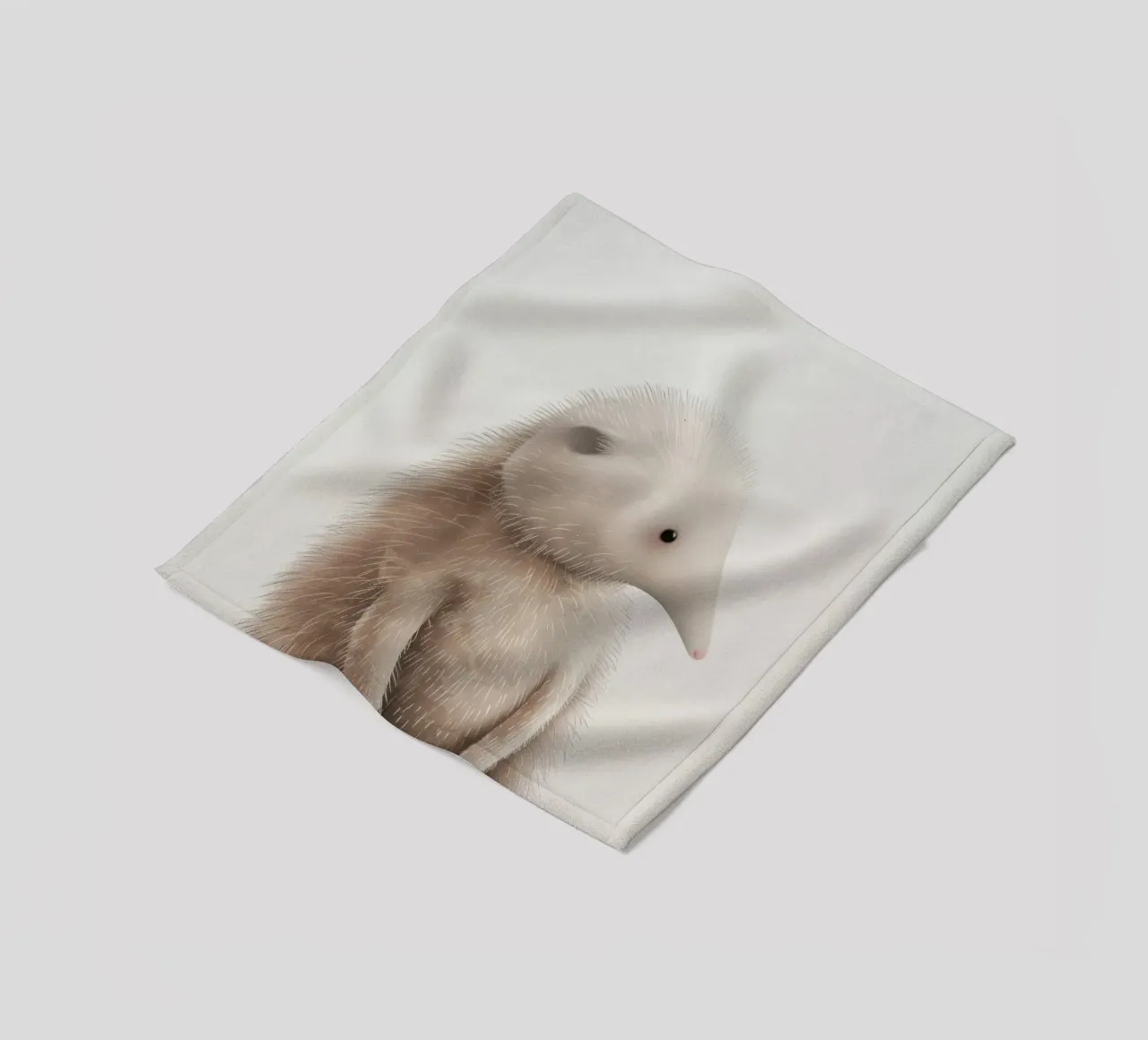 Illustration of a Furry hedgehog with a Proboscis fleece blanket by DesignDoodle