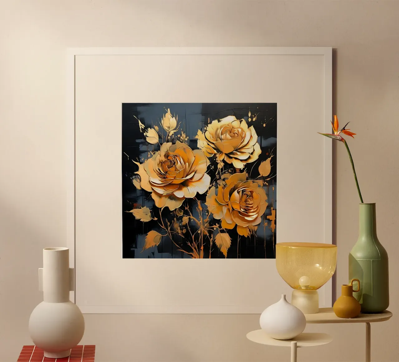rose_oro_nero_2 poster con telaio in plastica da Farb- und Blütenzauber by LK
