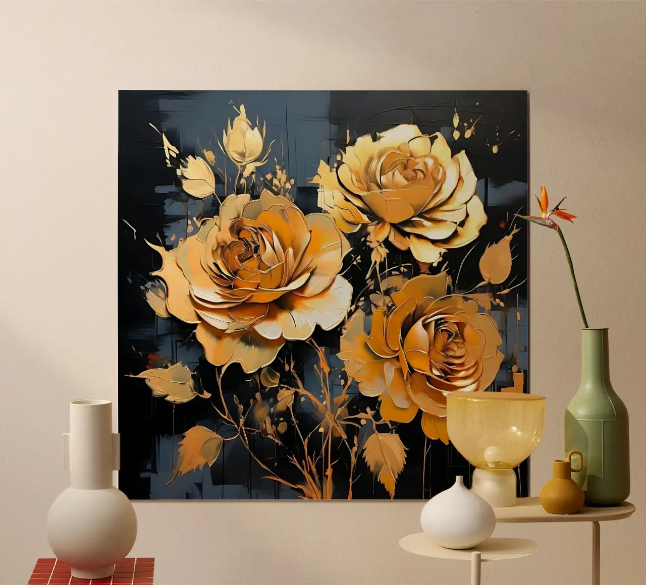 rose_oro_nero_2 poster con telaio in plastica da Farb- und Blütenzauber by LK