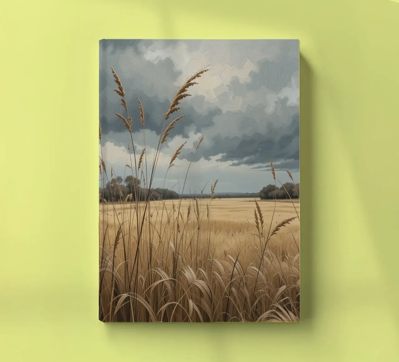 Golden Fields Under Stormy Skies notebook by Artistic-shop