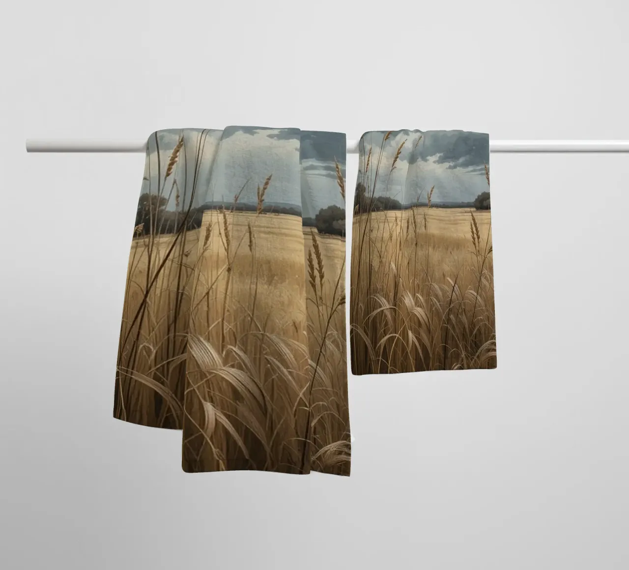 Golden Fields Under Stormy Skies towel by Artistic-shop