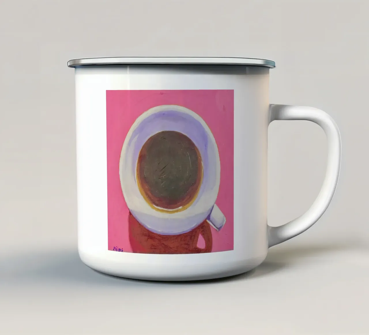 Coffee Brew enamel mug by Miche Watkins