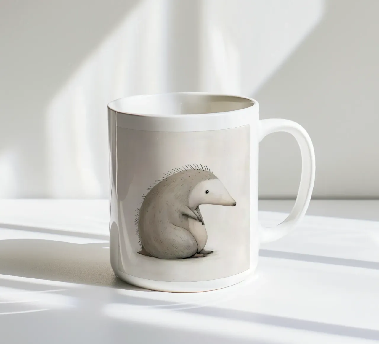 Illustrazione di un riccio grigio tazza in ceramica da DesignDoodle