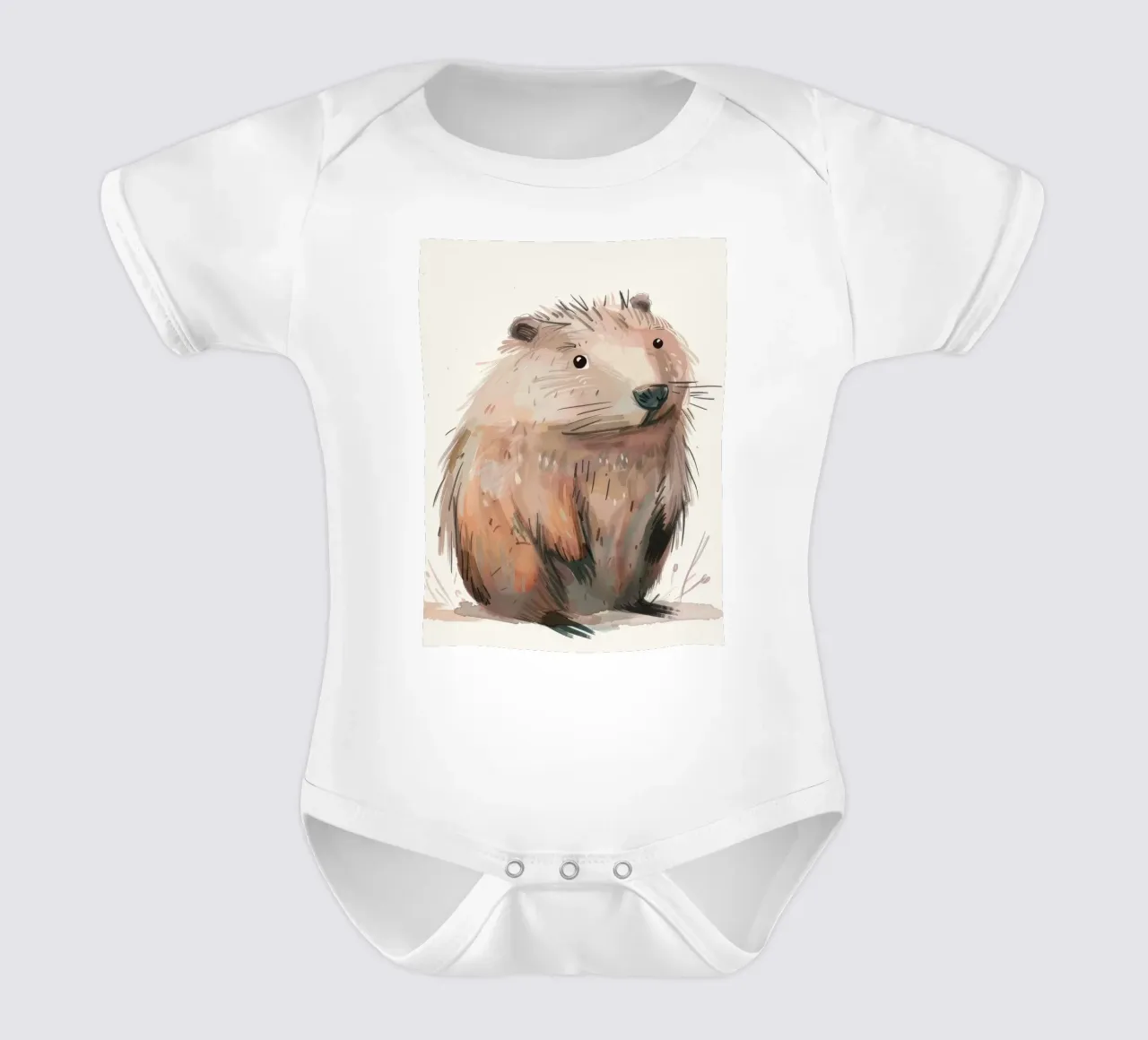 Illustrazione di una simpatica marmotta body neonato maniche corte da DesignDoodle