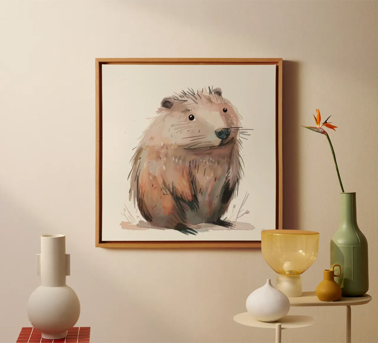 Illustrazione di una simpatica marmotta tela con Cornice a cassetta da DesignDoodle