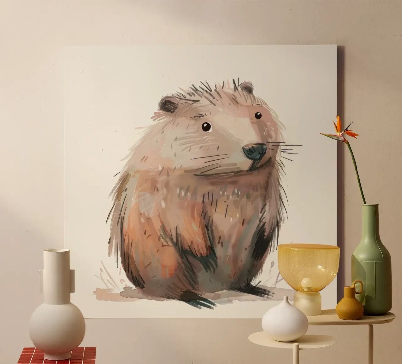 Illustrazione di una simpatica marmotta tela con Cornice a cassetta da DesignDoodle