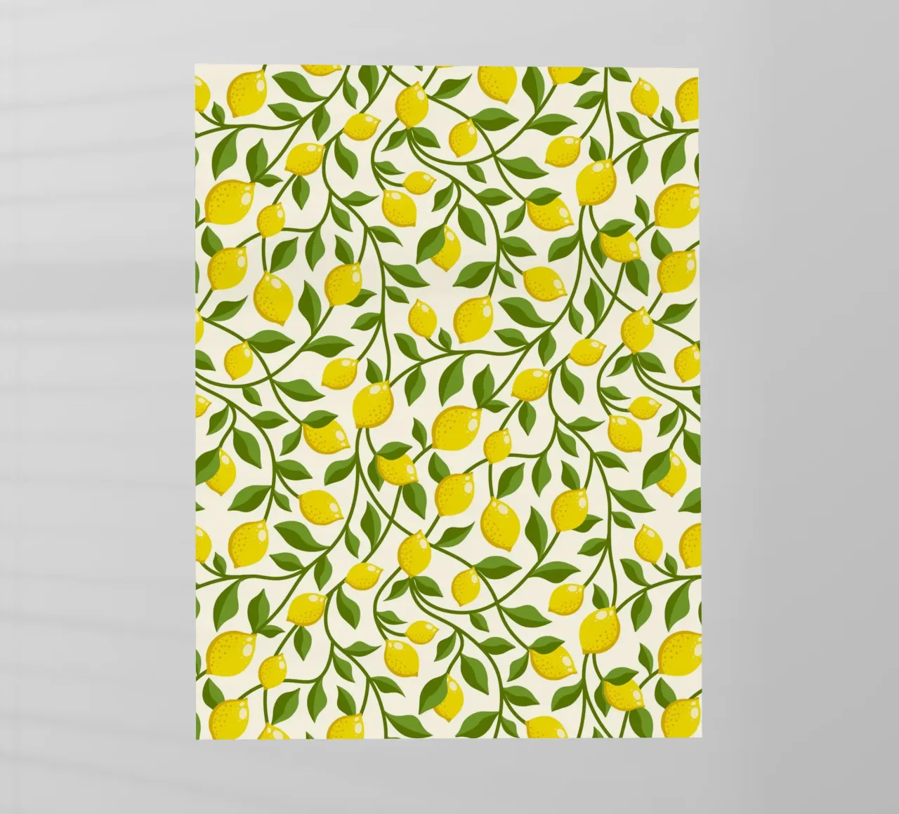 Yellow Lemons and Green trailing Leaves on Cream backlit film by CoelfenArt