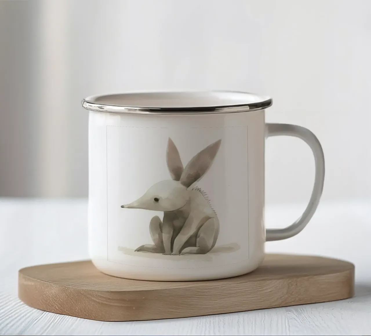Illustrazione di un oritteropo seduto tazza in smalto da DesignDoodle