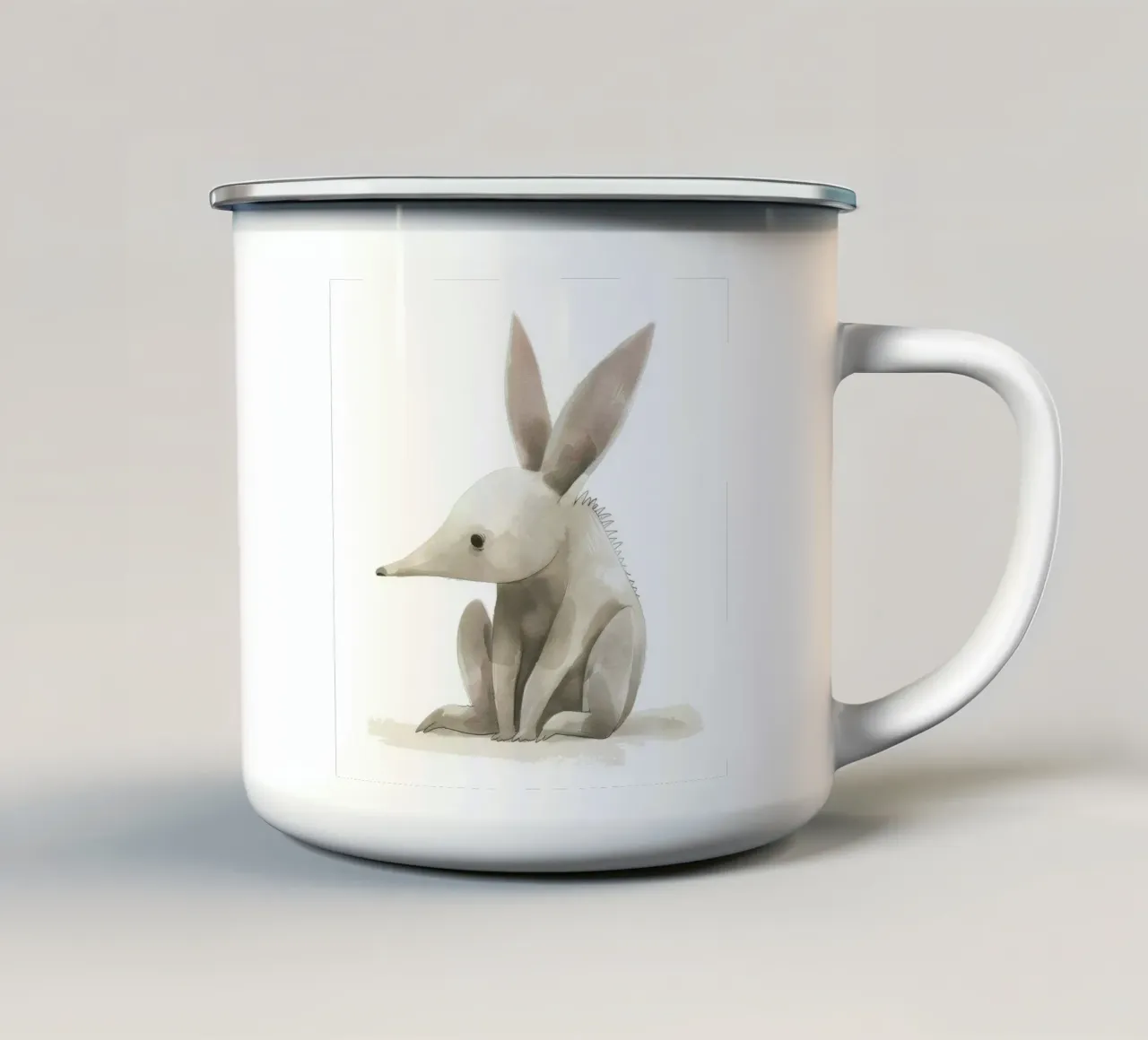 Illustrazione di un oritteropo seduto tazza in smalto da DesignDoodle