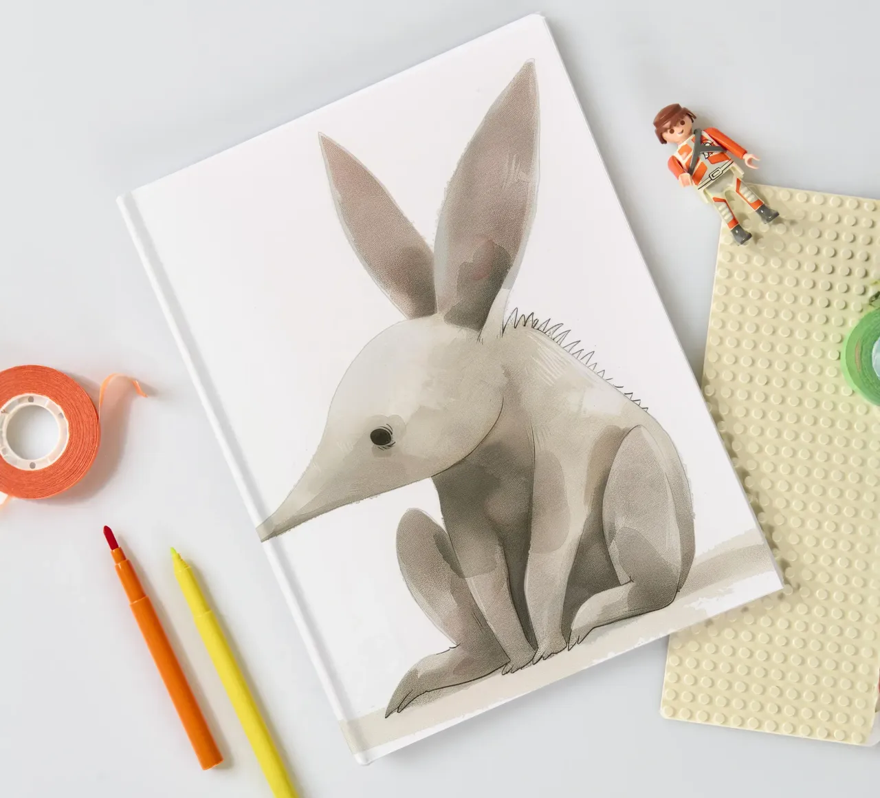 Illustration of a Sitting Aardvark notebook by DesignDoodle