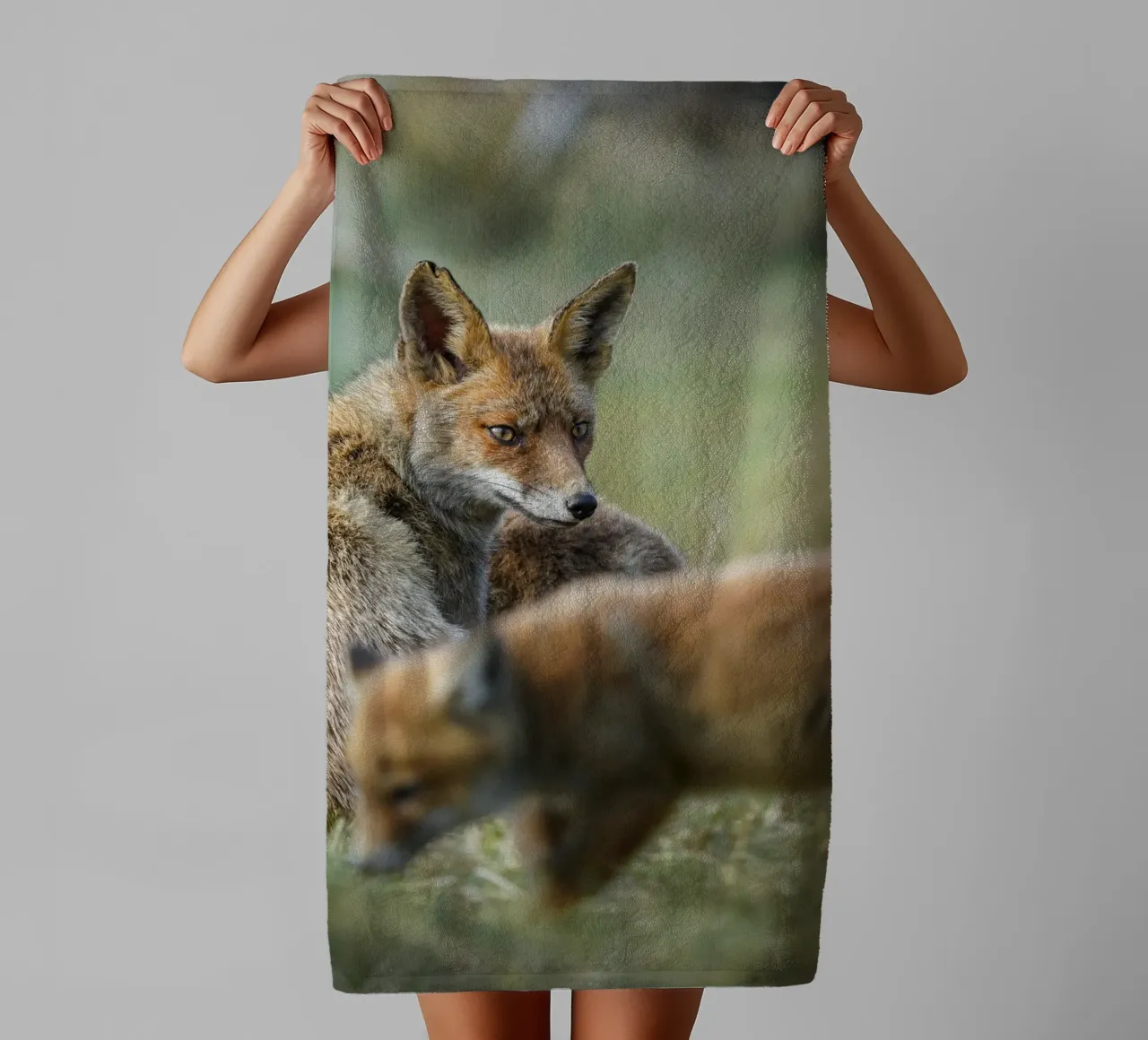 fox family towel by Tom's Wildlife