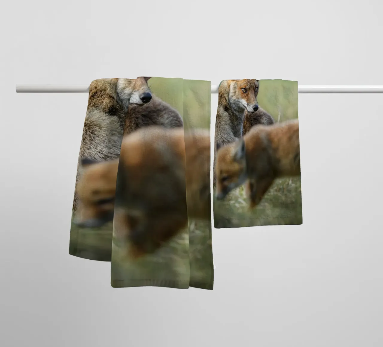 fox family towel by Tom's Wildlife