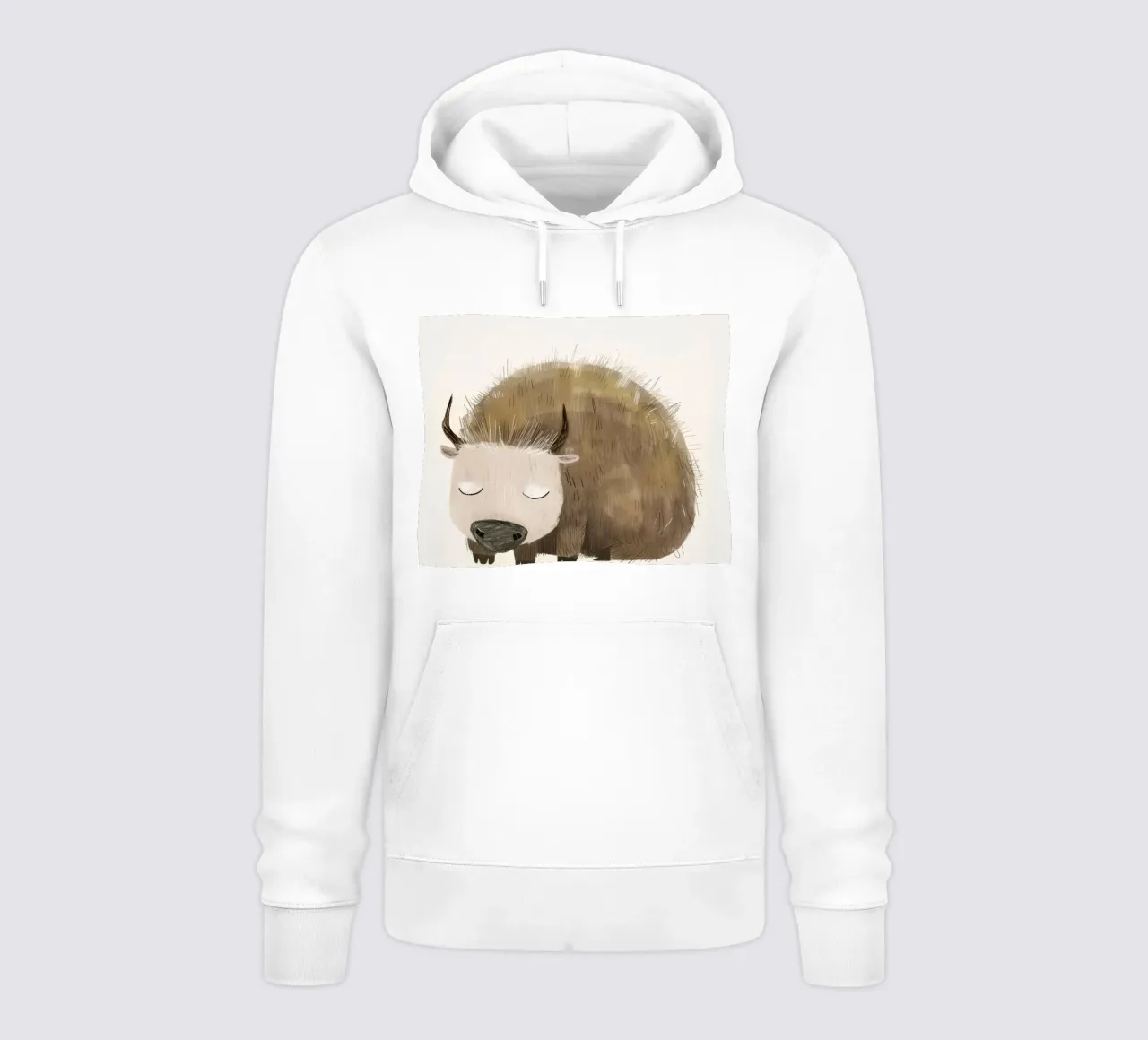 Illustrazione di un bisonte addormentato felpa con cappuccio da DesignDoodle