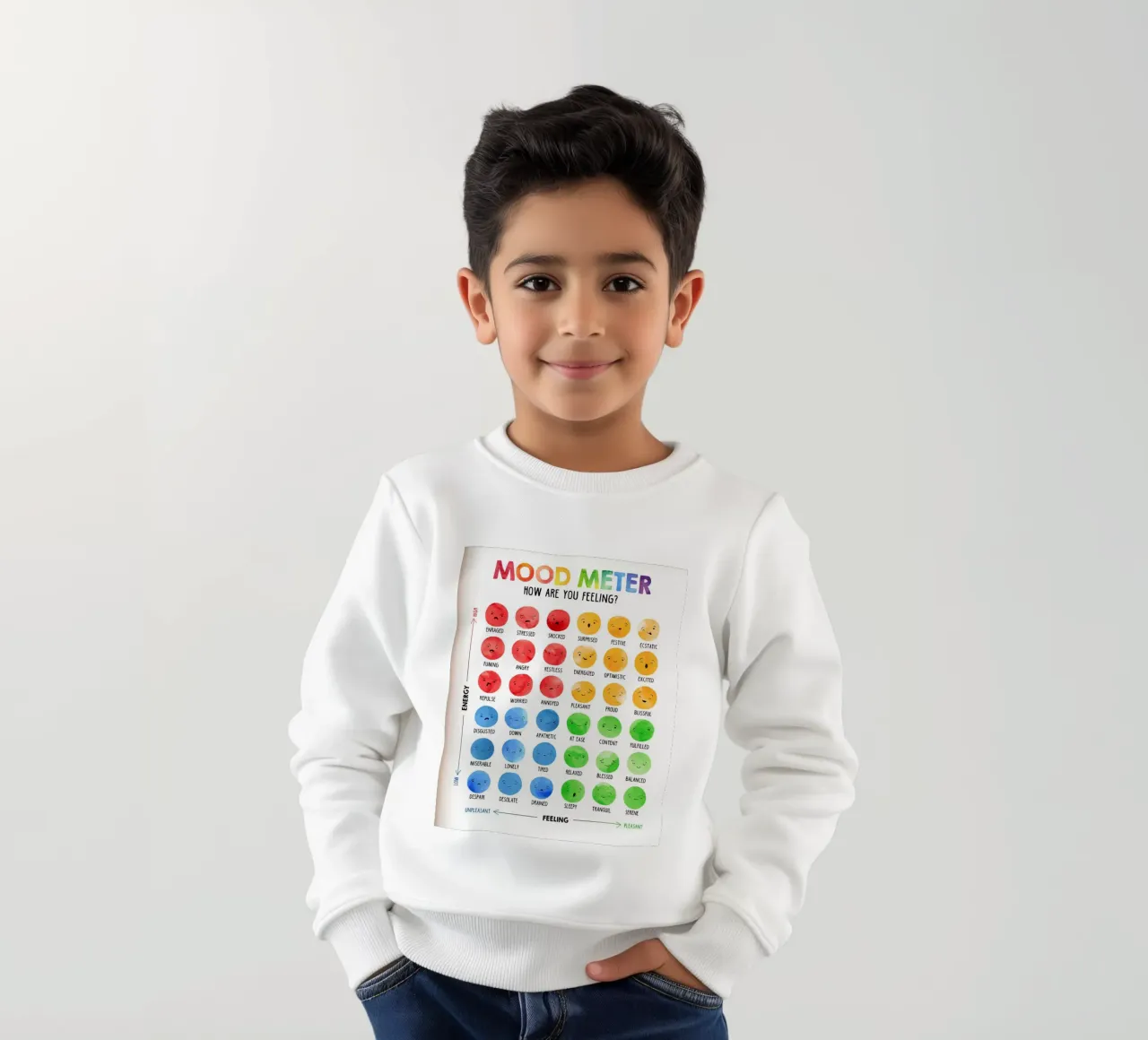 Stimmungsmesser Emotionen Poster Kinder Sweatshirt von Monikaprint