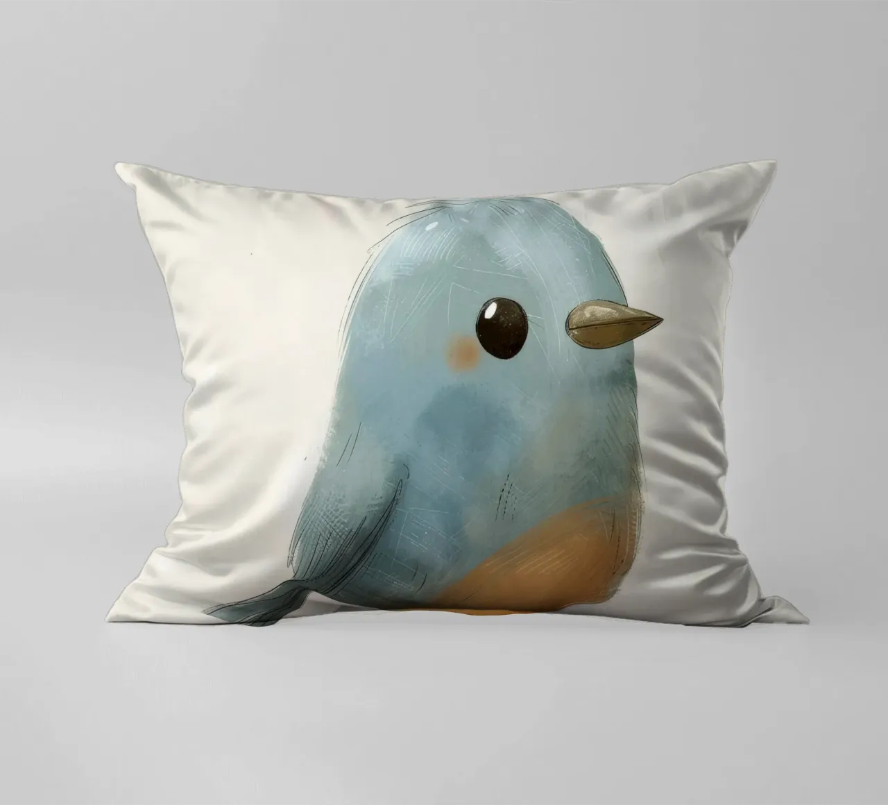 Illustrazione di un piccolo uccello blu cuscino da DesignDoodle