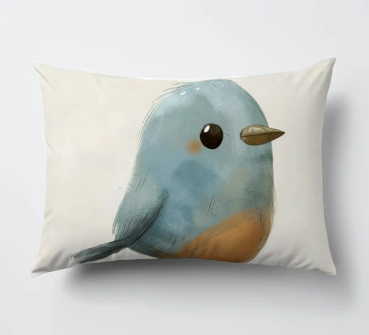 Illustrazione di un piccolo uccello blu cuscino da DesignDoodle