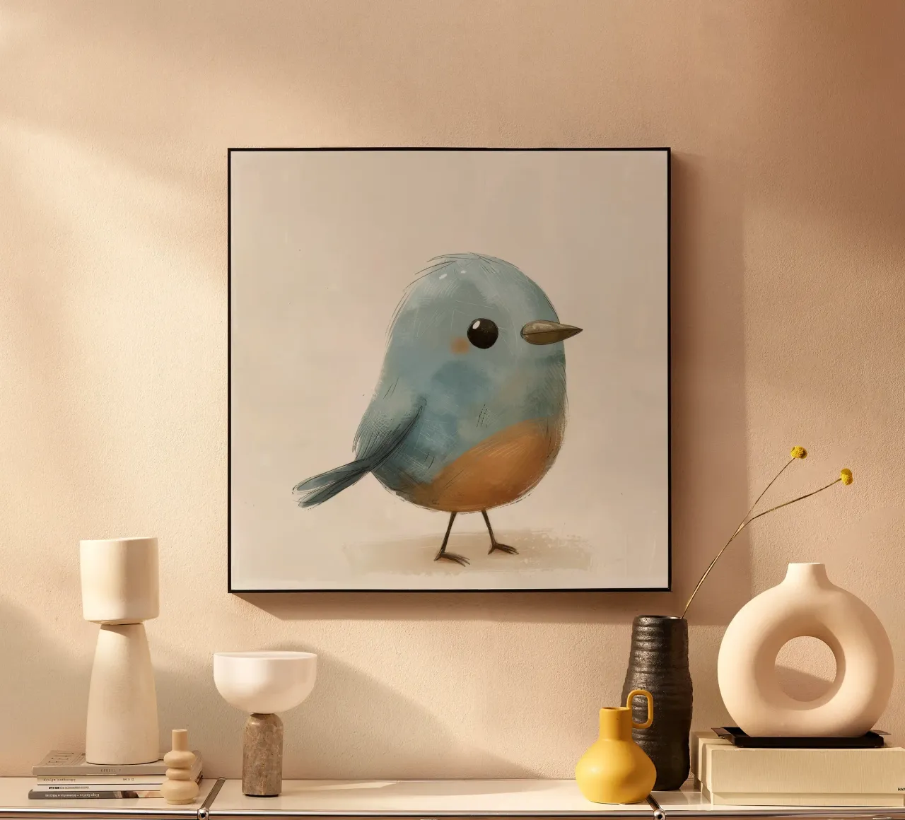 Illustrazione di un piccolo uccello blu plexiglass da DesignDoodle