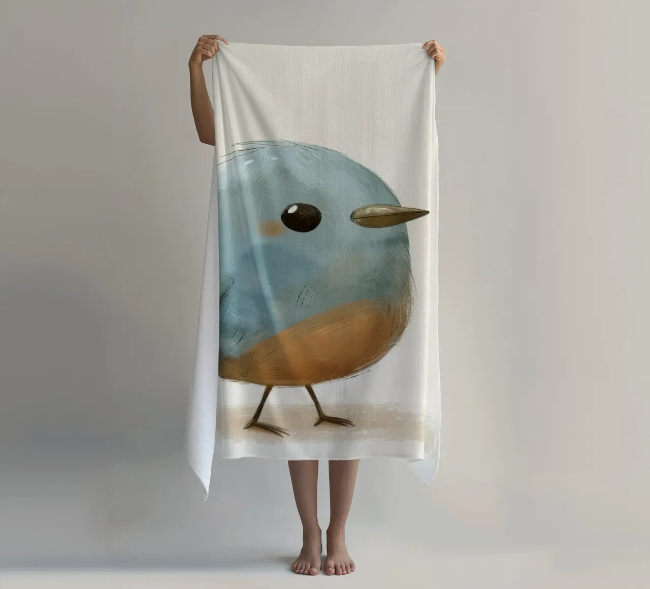 Illustration of a Small Blue Bird beach towel by DesignDoodle