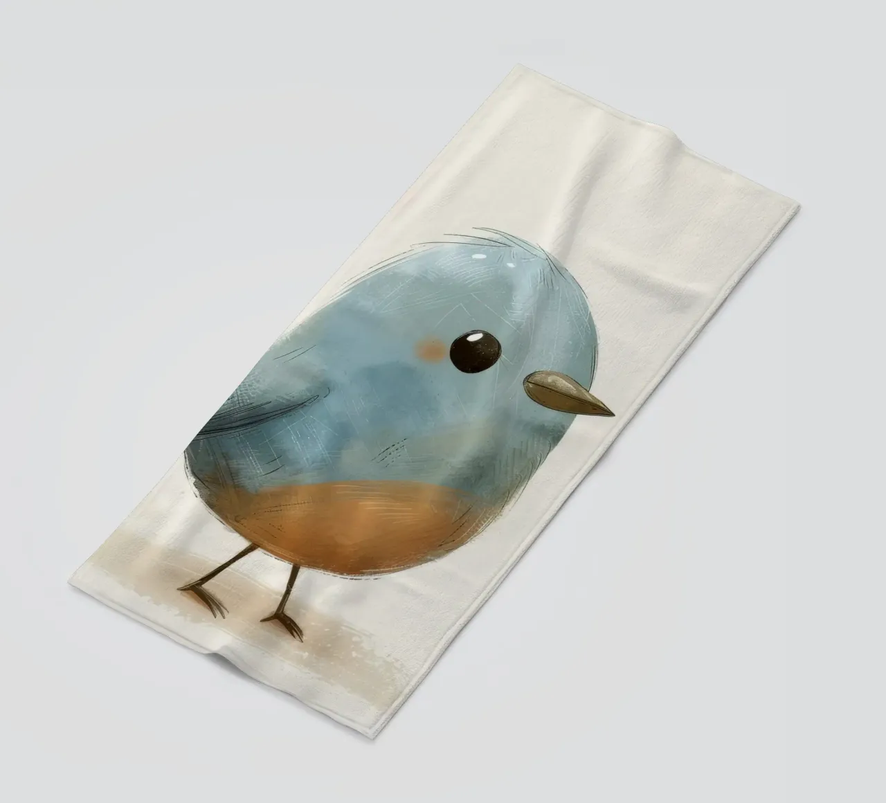 Illustration of a Small Blue Bird beach towel by DesignDoodle