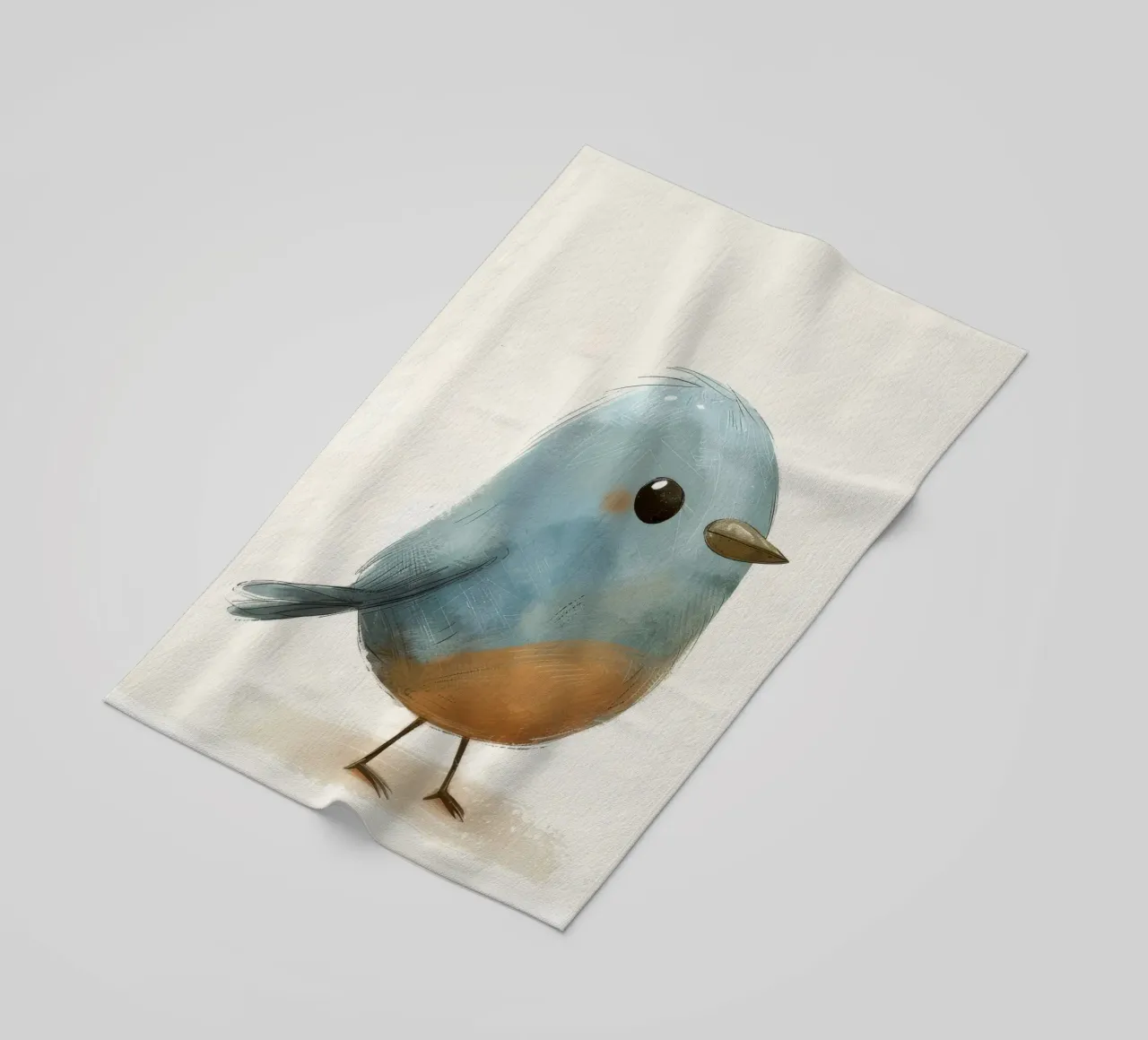 Illustration of a Small Blue Bird beach towel by DesignDoodle