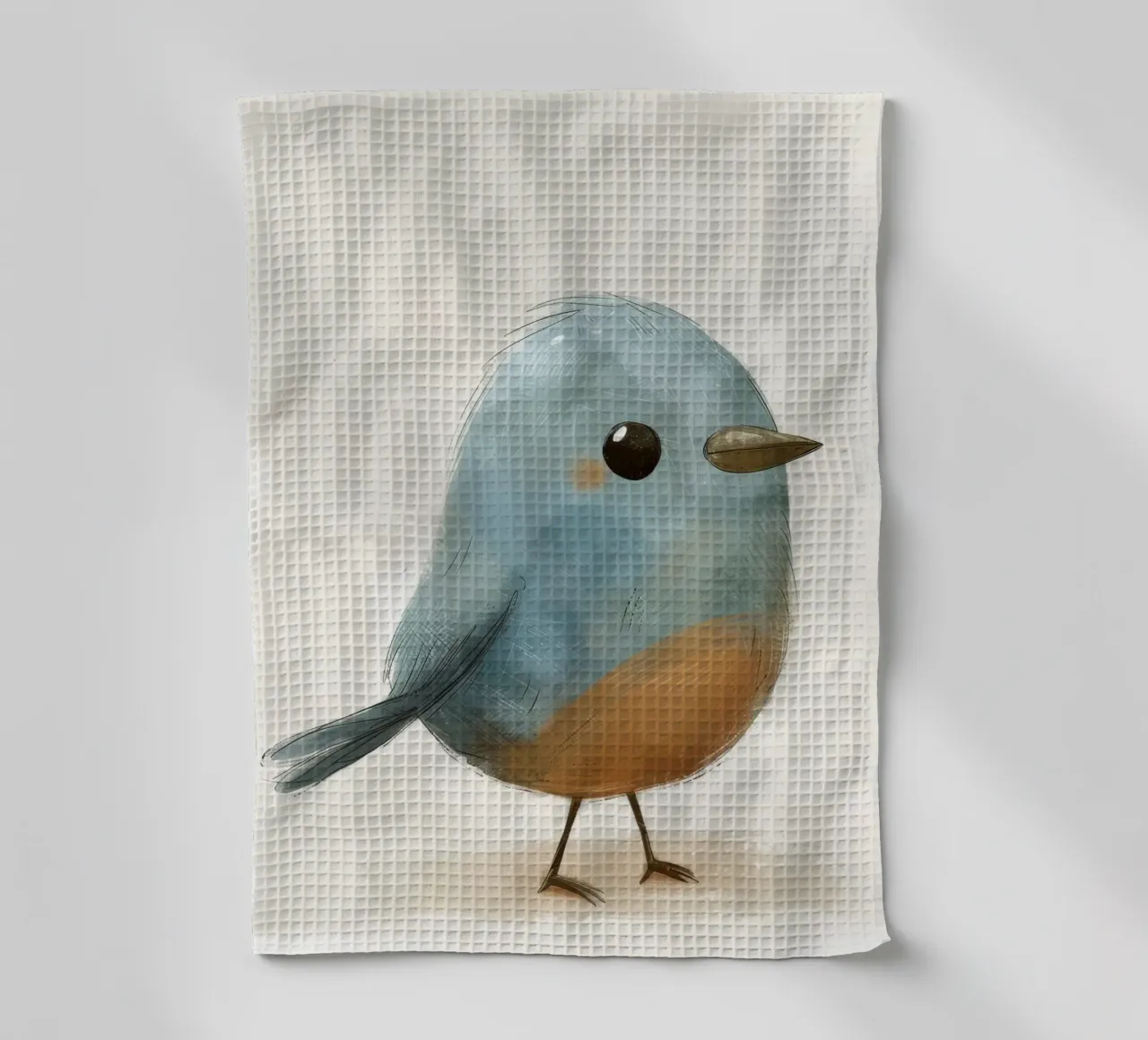 Illustrazione di un piccolo uccello blu canovaccio da cucina da DesignDoodle