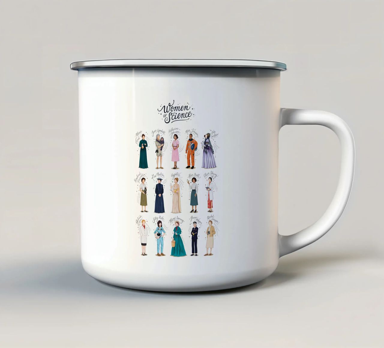 Donne di scienza tazza in smalto da Nour Tohme