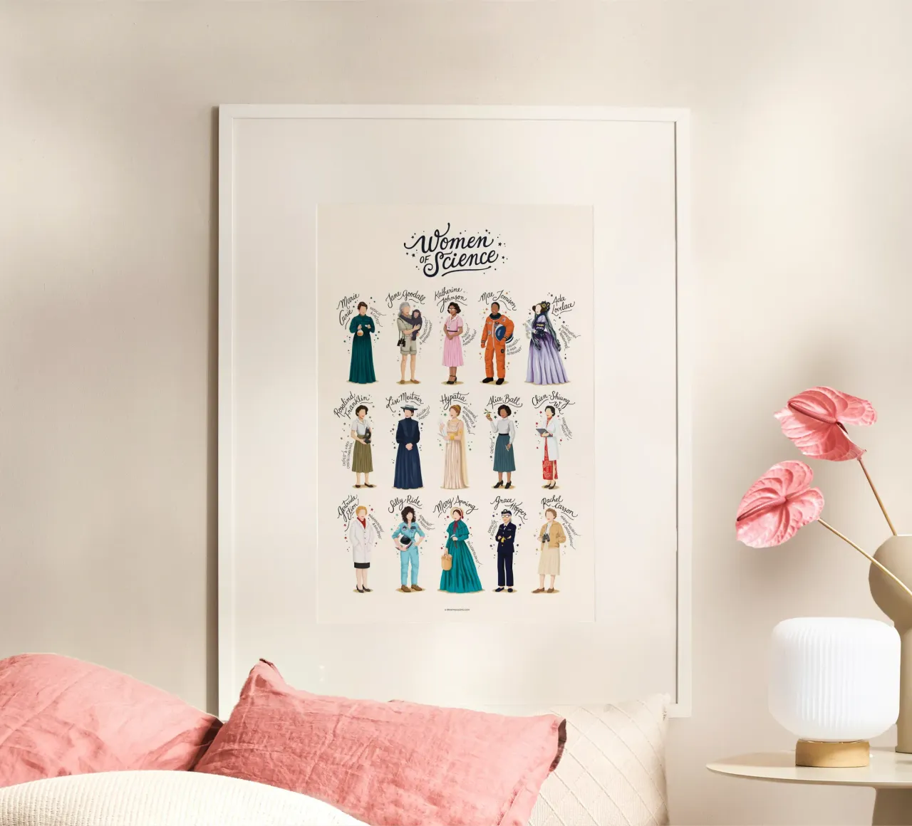 Femmes de science poster avec cadre en aluminium de Nour Tohme