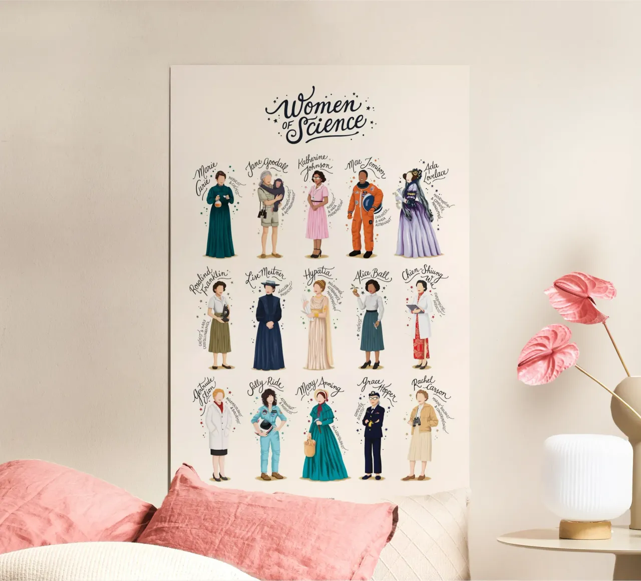 Femmes de science poster avec cadre en aluminium de Nour Tohme