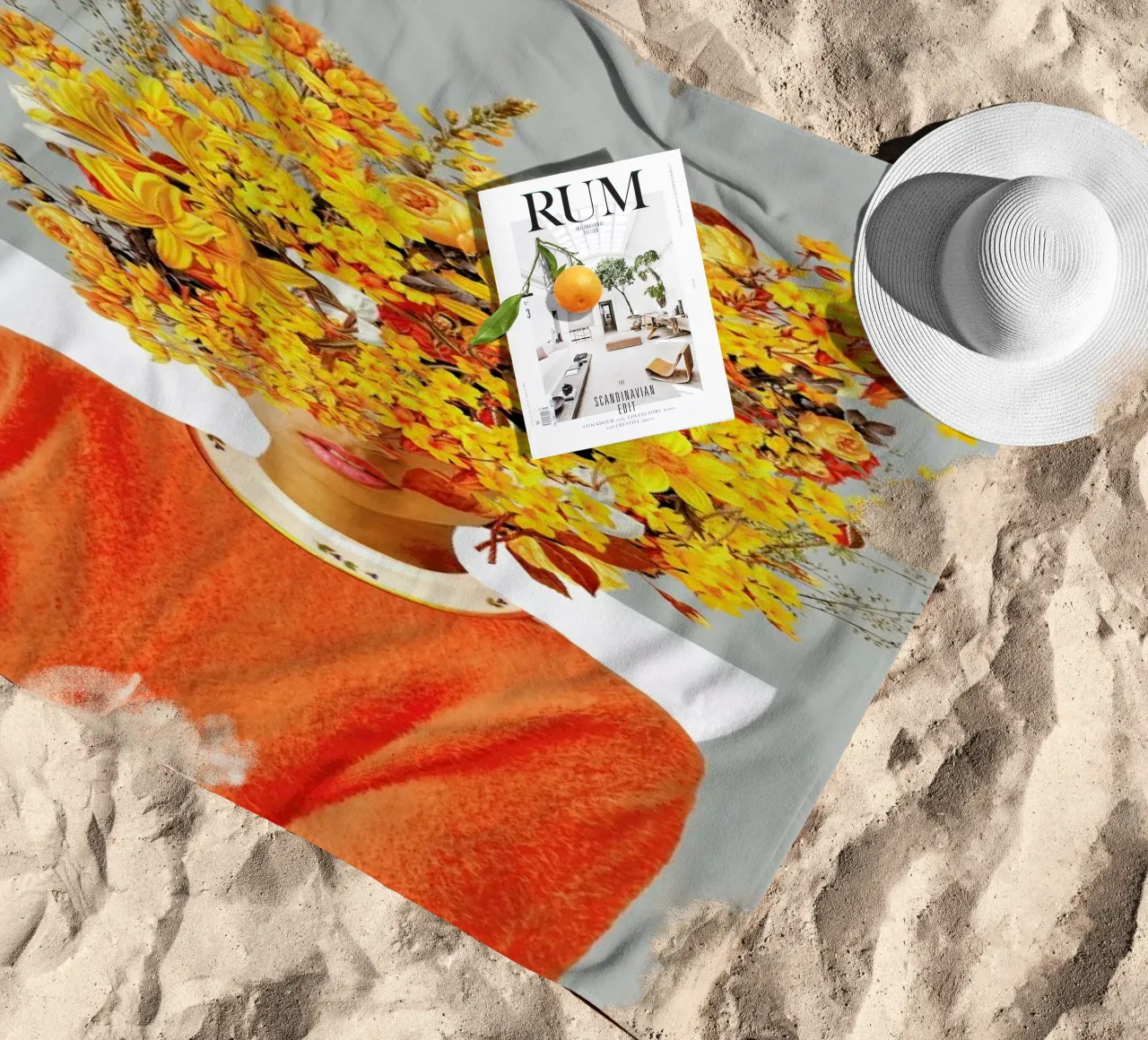 I Saw You Flower In The Reflection Of My Soul beach towel by Frank Moth