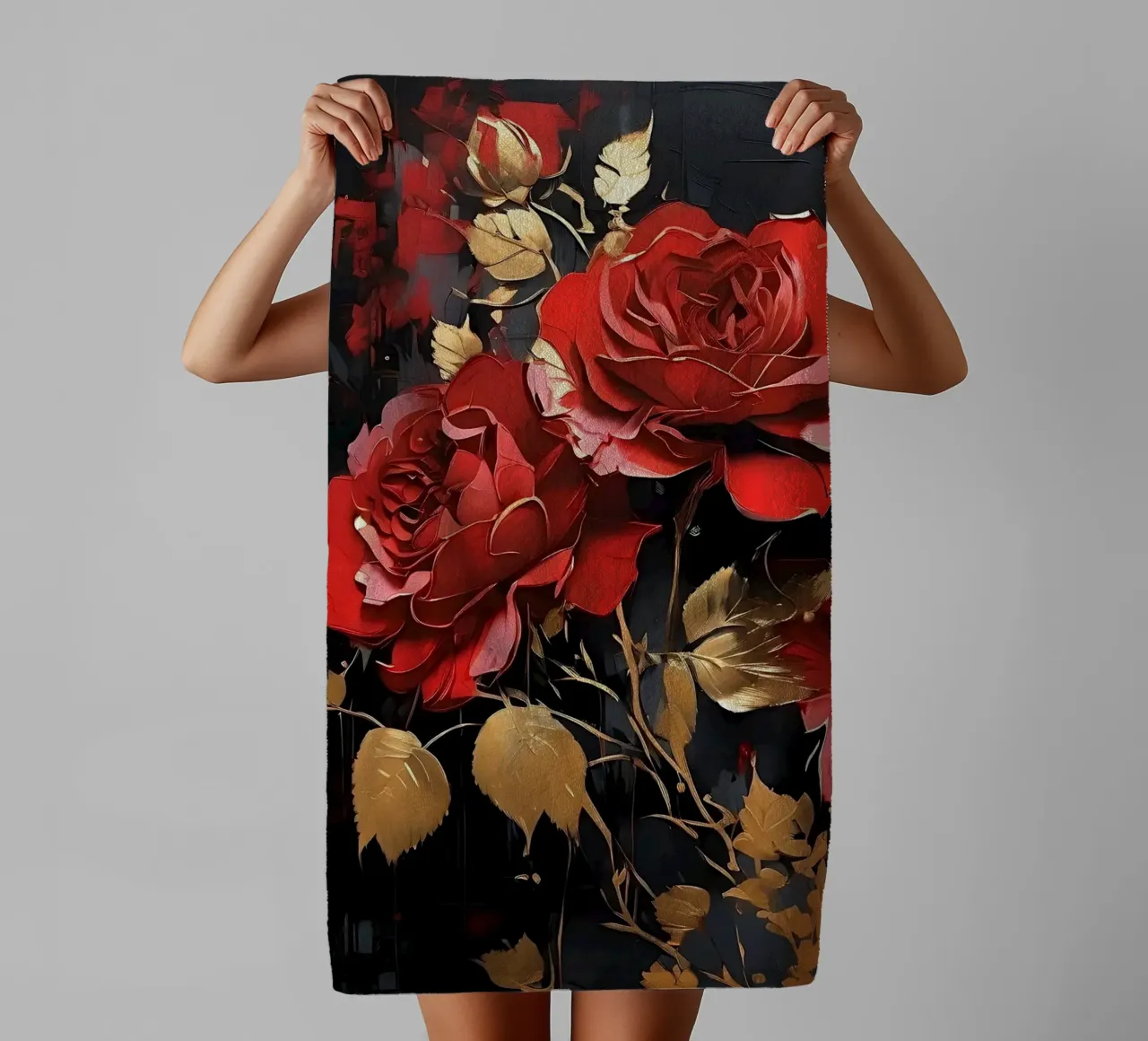 Rosen_gold_rot_2 asciugamano da bagno da Farb- und Blütenzauber by LK