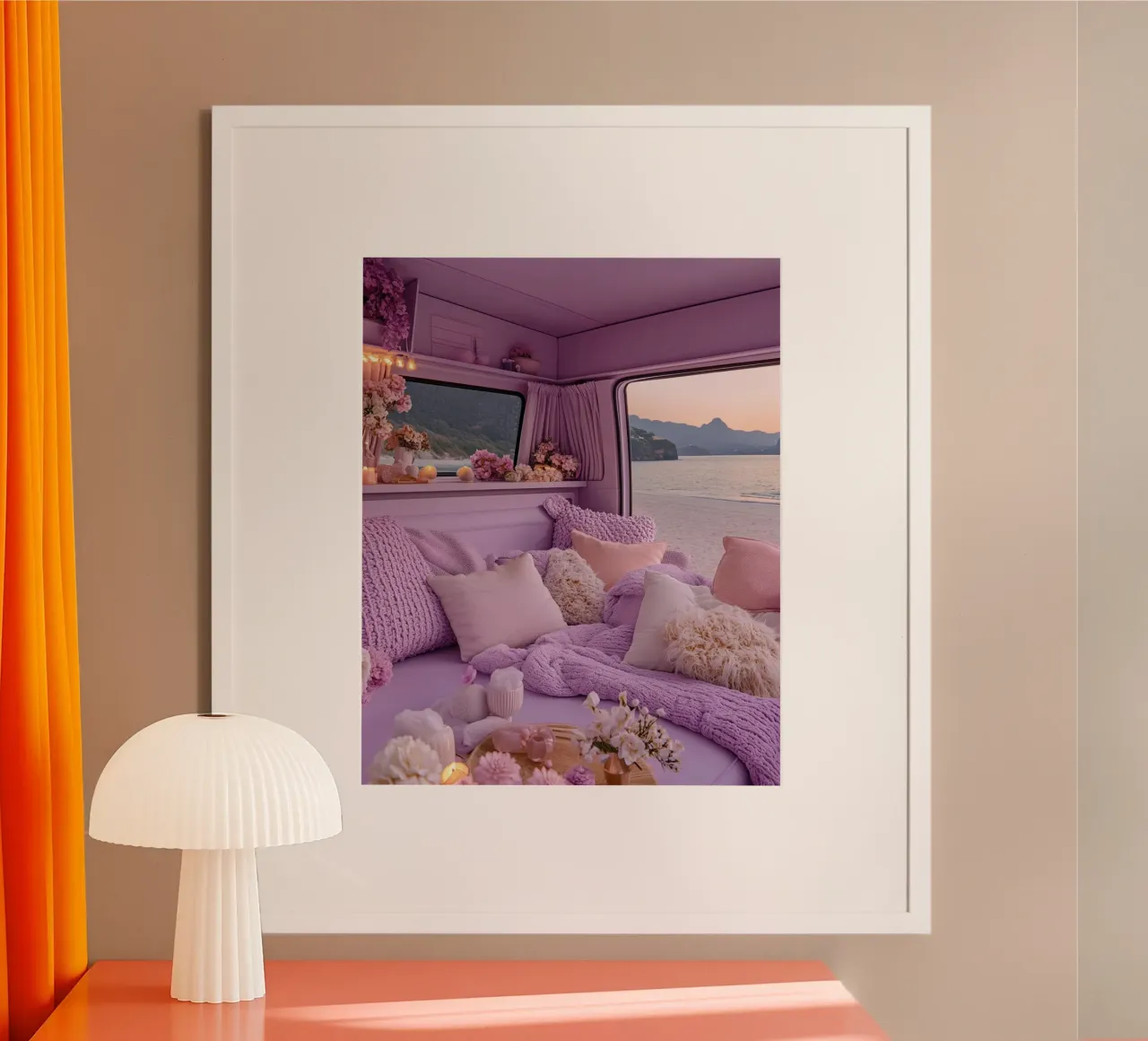Reverie lilla poster con telaio in legno da PhotoVibe Decor